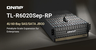 QNAP 4U 60-Bay SAS/SATA 儲存擴充方案 ── 以最小機架空間與成本，實現 PB 級儲存擴充