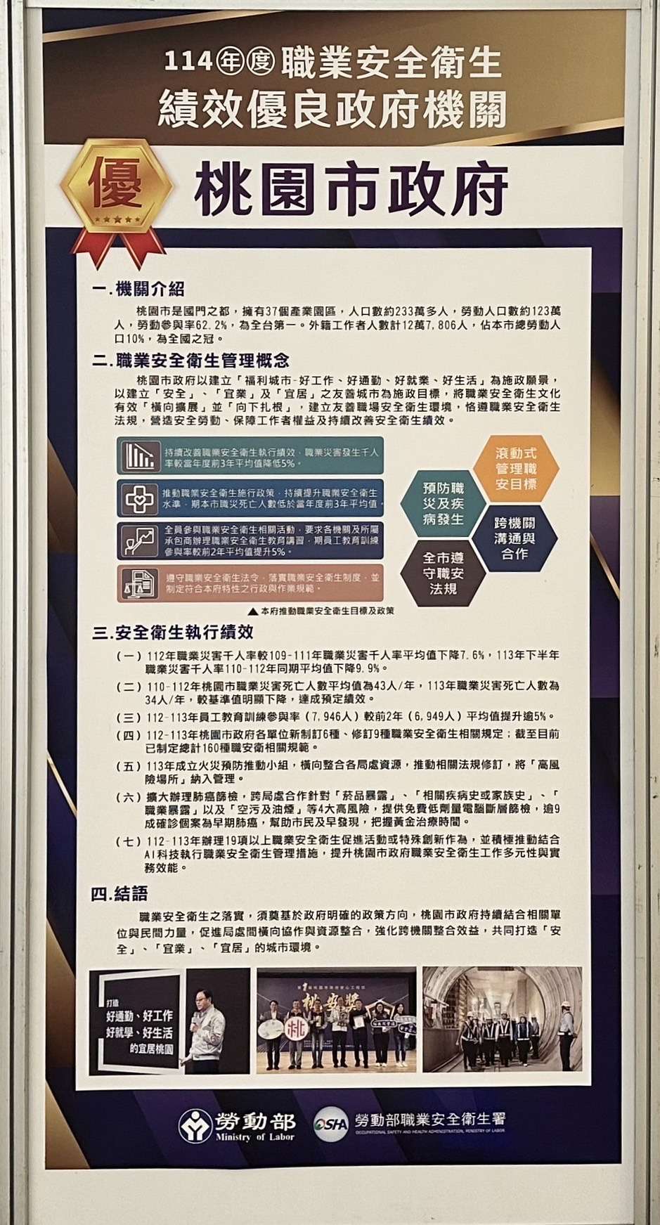 桃園勞動局推動智慧職安獲優等獎 展現守護勞工堅定決心 S 23937031